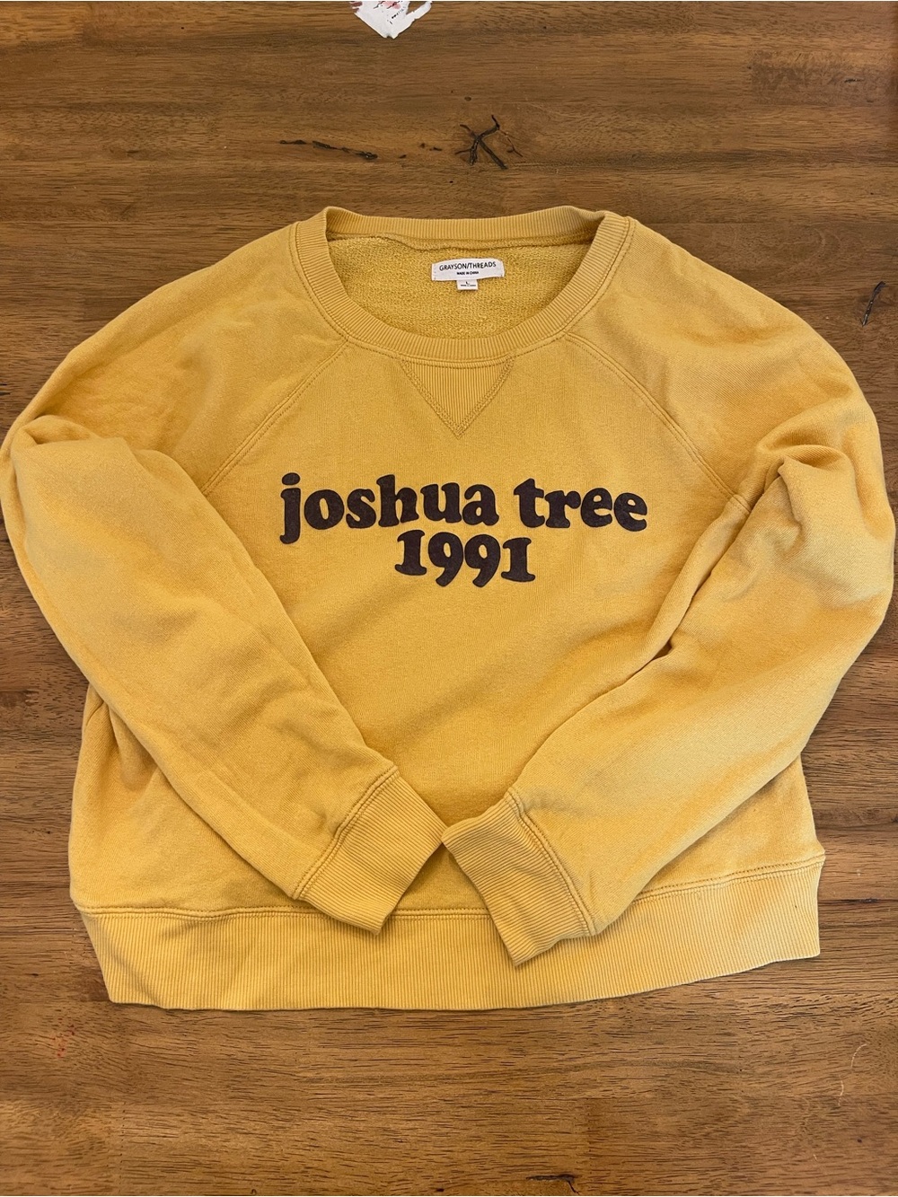 Greysan ThreadsVintage-Inspired Joshua Tree 1991 Mustard Crewneck Sweater